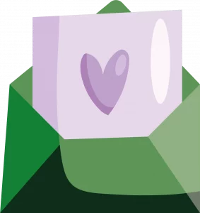 Enveloppe ouverte avec une lettre et un cœur, illustration de la page contacter La Ressource AAA